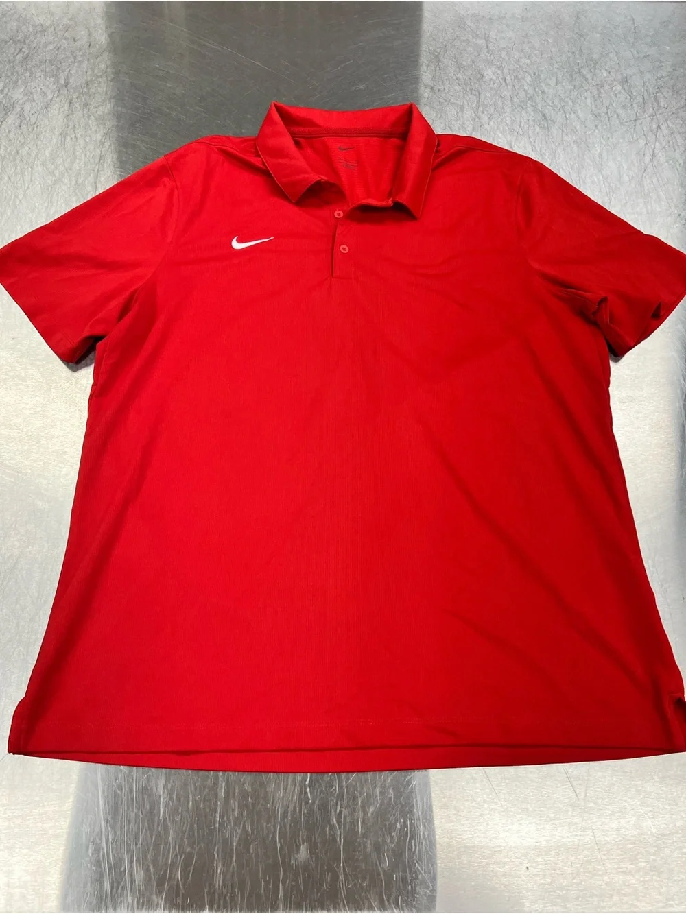 Nike Dri Fit Red Polo with White Swoosh Mens XL